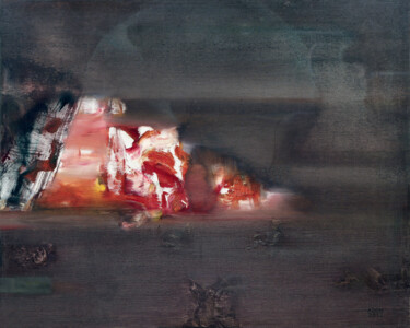 Schilderij getiteld "Volcano's Gate" door Aeon, Origineel Kunstwerk, Olie Gemonteerd op Frame voor houten brancard