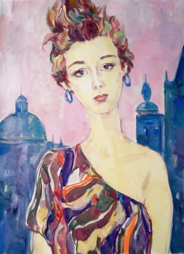 Painting titled "WOMAN 93 / KAVOLA /" by Vale Ovchinnikov, Original Artwork, Oil