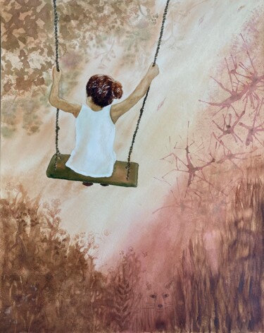 Painting titled "Swing high" by Afke Van Mansum, Original Artwork, Watercolor