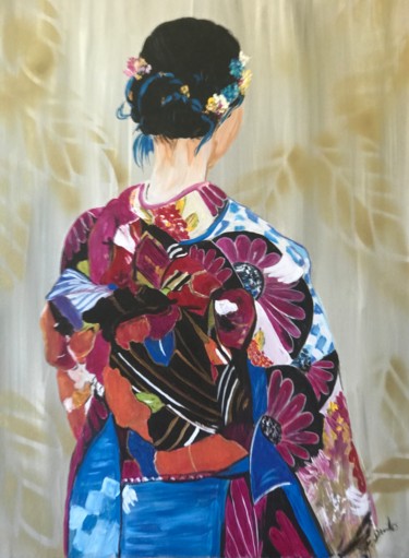 Peinture intitulée "japonaise 2020" par Christine Daviles, Œuvre d'art originale, Acrylique