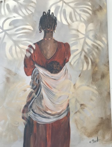 "la Mère africaine" başlıklı Tablo Christine Daviles tarafından, Orijinal sanat, Akrilik Ahşap Sedye çerçevesi üzerine monte…