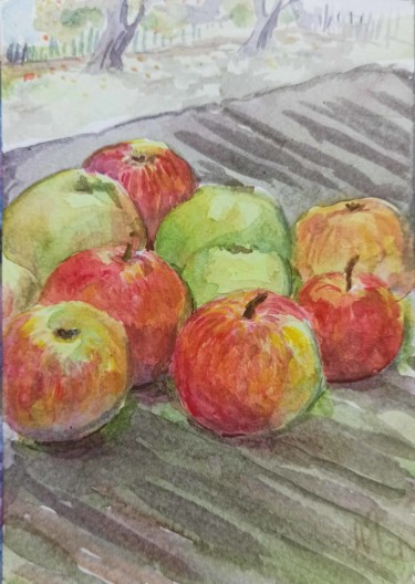 Painting titled "Apples" by Agatha Ya Sokolova, Original Artwork, Watercolor