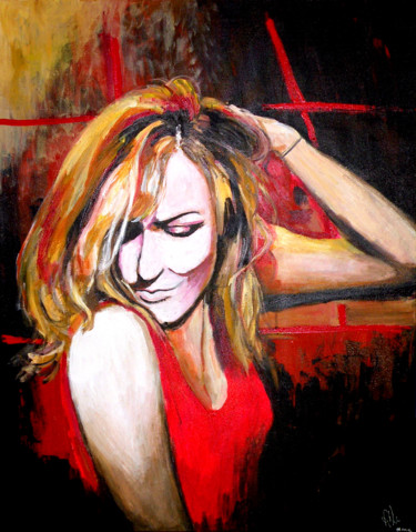 Pittura intitolato "Obraz "Red Lady"" da Agnieszka Werner (AgaweART), Opera d'arte originale, Acrilico