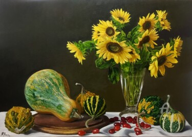 Картина под названием "The Sunflowers" - Alexandre George, Подлинное произведение искусства, Масло