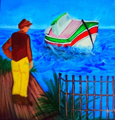 Peinture intitulée "paysage marin le pe…" par Agl, Œuvre d'art originale, Acrylique Monté sur Châssis en bois