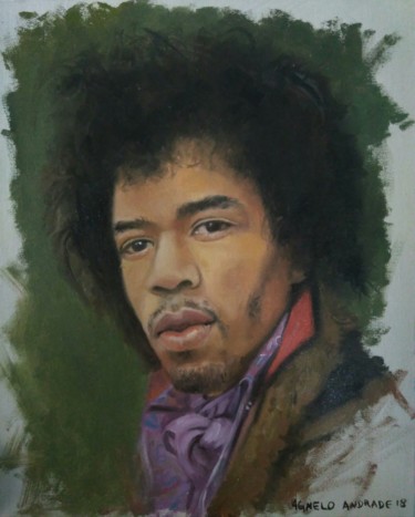 Ζωγραφική με τίτλο "Hendrix" από Agnelo Andrade, Αυθεντικά έργα τέχνης, Λάδι