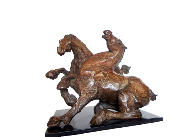 Sculpture titled "Chevaux II" by Agnès Aubert, Original Artwork, Bronze