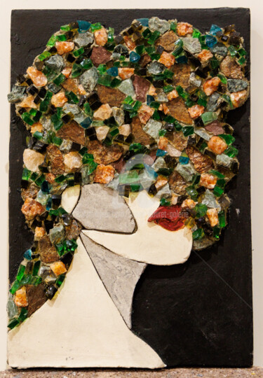 Sculpture titled "Evasion" by Agnès Couret (Galerie), Original Artwork, Mosaic Mounted on Wood Panel