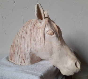 Sculpture titled "Cheval étude" by Agnès Raczynska, Original Artwork, Clay