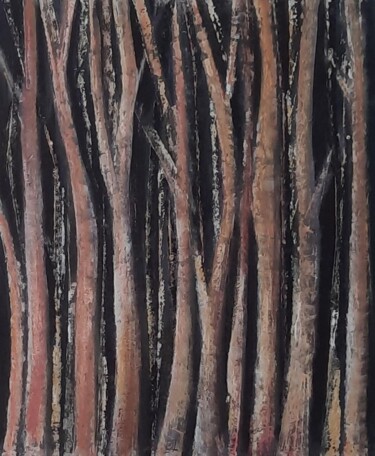 Peinture intitulée "sombres bois" par Agnes Rolin, Œuvre d'art originale, Acrylique Monté sur Châssis en bois