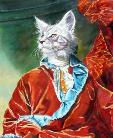 Peinture intitulée "le chat du Marquis" par Agnès Borg-Burglen, Œuvre d'art originale, Huile