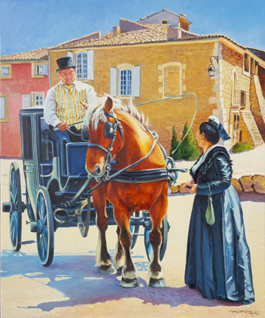 Painting titled "Arlésienne en  gris…" by Agnès Borg-Burglen, Original Artwork, Oil