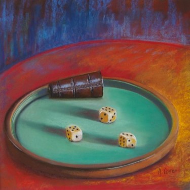 Painting titled "jeu de dés" by Agnes Corre, Original Artwork, Oil