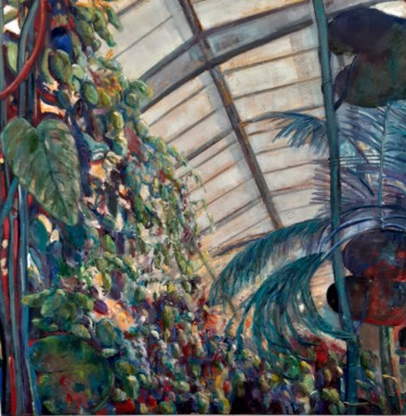 Painting titled "Serres du museum (v…" by Agnès Lucie Martin, Original Artwork, Oil