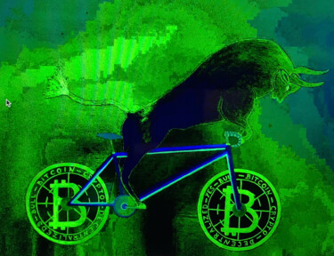 Digitale Kunst mit dem Titel "Bitbull bike green" von Agnieszka Botor-Probierz, Original-Kunstwerk, 2D digitale Arbeit