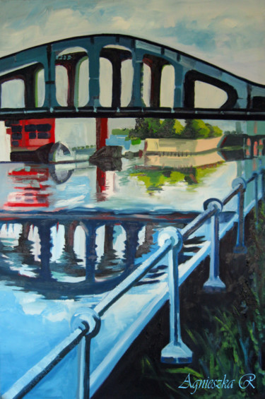 Painting titled "Pont Vierendeel de…" by Agnieszka Rozek, Original Artwork, Oil