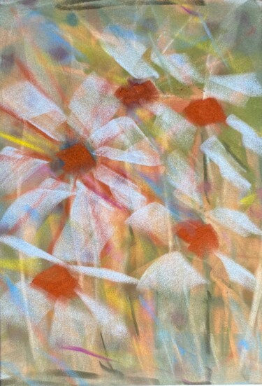 Drawing titled "Fleurs des champs" by Sophie Agogué, Original Artwork, Pastel