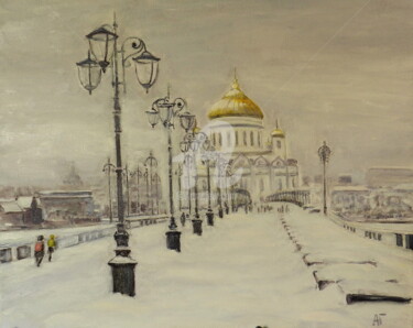 Peinture intitulée "Зимняя Москва" par Andrei Gudkov, Œuvre d'art originale, Huile