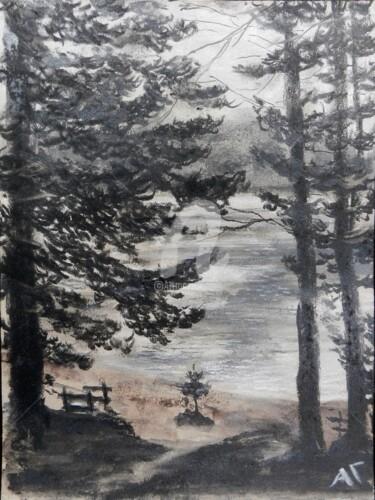 Картина под названием "У озера" - Андрей Гудков, Подлинное произведение искусства, Другой