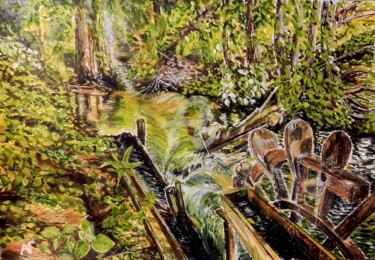 Malarstwo zatytułowany „Водяная мельница” autorstwa Андрей Гудков, Oryginalna praca, Akwarela