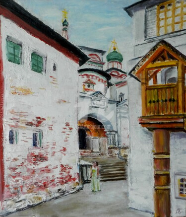 Painting titled "В монастыре" by Andrei Gudkov, Original Artwork, Oil