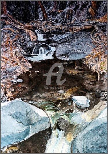 绘画 标题为“Ручей в горах” 由Андрей Гудков, 原创艺术品, 水彩