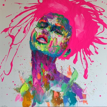 Malarstwo zatytułowany „Pink foam” autorstwa Agusil, Oryginalna praca, Olej Zamontowany na Drewniana rama noszy
