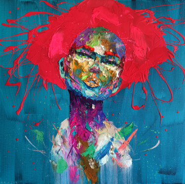 Картина под названием "Funny girl" - Agusil, Подлинное произведение искусства, Масло Установлен на Деревянная рама для носил…