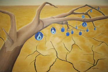 "Blue Beads" başlıklı Tablo A.Gökhan Yaşar tarafından, Orijinal sanat, Petrol Ahşap Sedye çerçevesi üzerine monte edilmiş