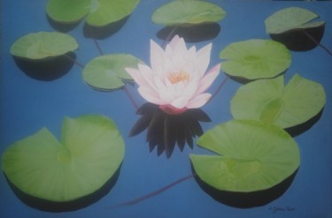 Malerei mit dem Titel "Lotus under blue sky" von A.Gökhan Yaşar, Original-Kunstwerk, Öl Auf Keilrahmen aus Holz montiert
