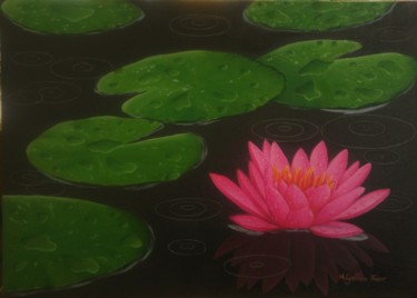 Картина под названием "Lotus flower after…" - A.Gökhan Yaşar, Подлинное произведение искусства, Масло Установлен на Деревянн…