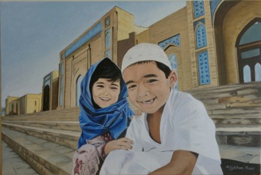 Peinture intitulée "Children of Bukhara" par A.Gökhan Yaşar, Œuvre d'art originale, Huile Monté sur Châssis en bois