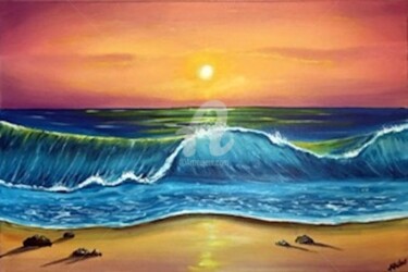 Pintura titulada "original sunset pai…" por Aisha Haider, Obra de arte original, Acrílico