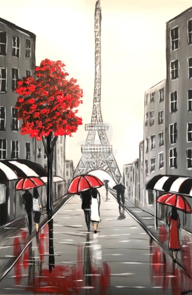 Painting titled "Eiffel streets 3" by Aisha Haider, Original Artwork, Acrylic