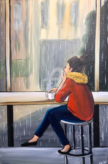 Pintura titulada "watching the rain" por Aisha Haider, Obra de arte original, Acrílico