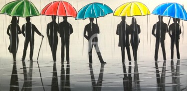 Pintura intitulada "Colourful Umbrella…" por Aisha Haider, Obras de arte originais, Acrílico