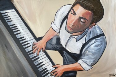 Картина под названием "The Pianist" - Aisha Haider, Подлинное произведение искусства, Акрил