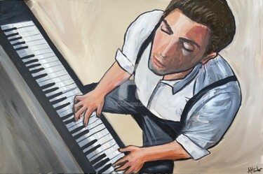 Pittura intitolato "The Pianist" da Aisha Haider, Opera d'arte originale, Acrilico