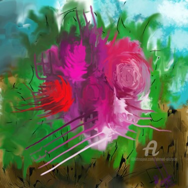 Digitale Kunst getiteld "Abstract roses (Lim…" door Ahmed Alozade, Origineel Kunstwerk, Digitaal Schilderwerk