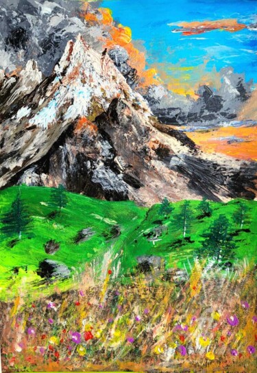Peinture intitulée "Above the peaks, th…" par Ahmed Alozade, Œuvre d'art originale, Acrylique