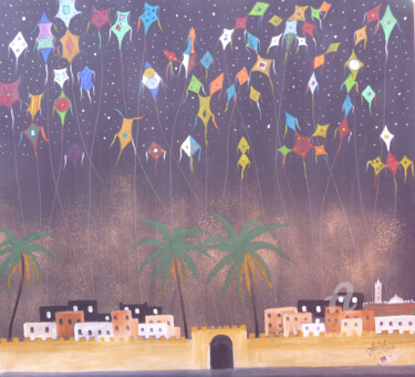 Painting titled "ciel en fête.jpg" by Ahmed Fertat, Original Artwork, Other