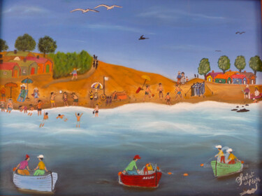 Peinture intitulée "la baignade" par Ahmed Fertat, Œuvre d'art originale, Acrylique