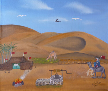 Malarstwo zatytułowany „mon sahara” autorstwa Ahmed Fertat, Oryginalna praca, Olej