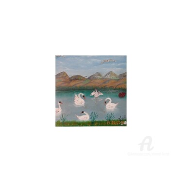 Peinture intitulée "un lac bien tranqui…" par Ahmed Fertat, Œuvre d'art originale, Acrylique