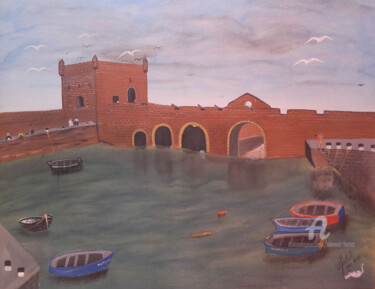 Painting titled "moillage port d'Ess…" by Ahmed Fertat, Original Artwork, Acrylic