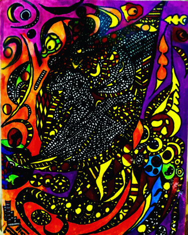 Dibujo titulada "Psychedelic Sea Cre…" por Ahmed Hassan, Obra de arte original, Rotulador