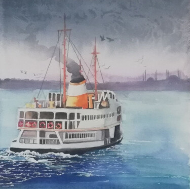 Pintura intitulada "İSTANBUL" por Ahmet Balci, Obras de arte originais, Aquarela