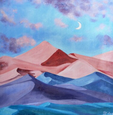 Painting titled "Dune" by Zilia Akhmetova, Original Artwork, Oil Mounted on Wood Stretcher frame