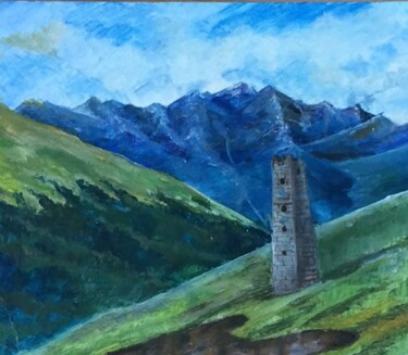 Peinture intitulée "Towers of the Cauca…" par Zilia Akhmetova, Œuvre d'art originale, Huile