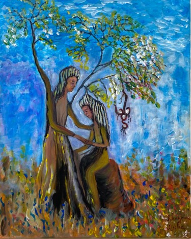 Pintura titulada "Femme sacrée" por Aicha Ahayoun Tazmi, Obra de arte original, Acrílico